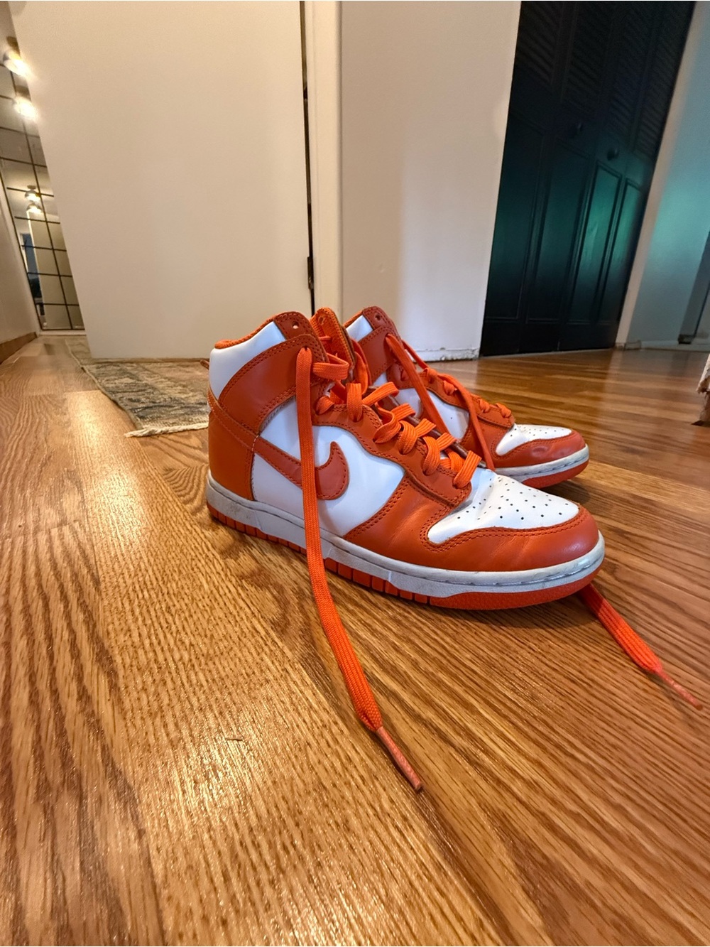 Nike High-Top Sneakers in Orange and White